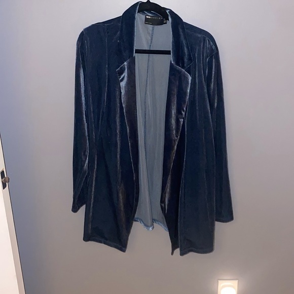 Holiday, Christmas New Year’s Eve Blue Velvet Size 10 maternity blazer - Picture 1 of 3